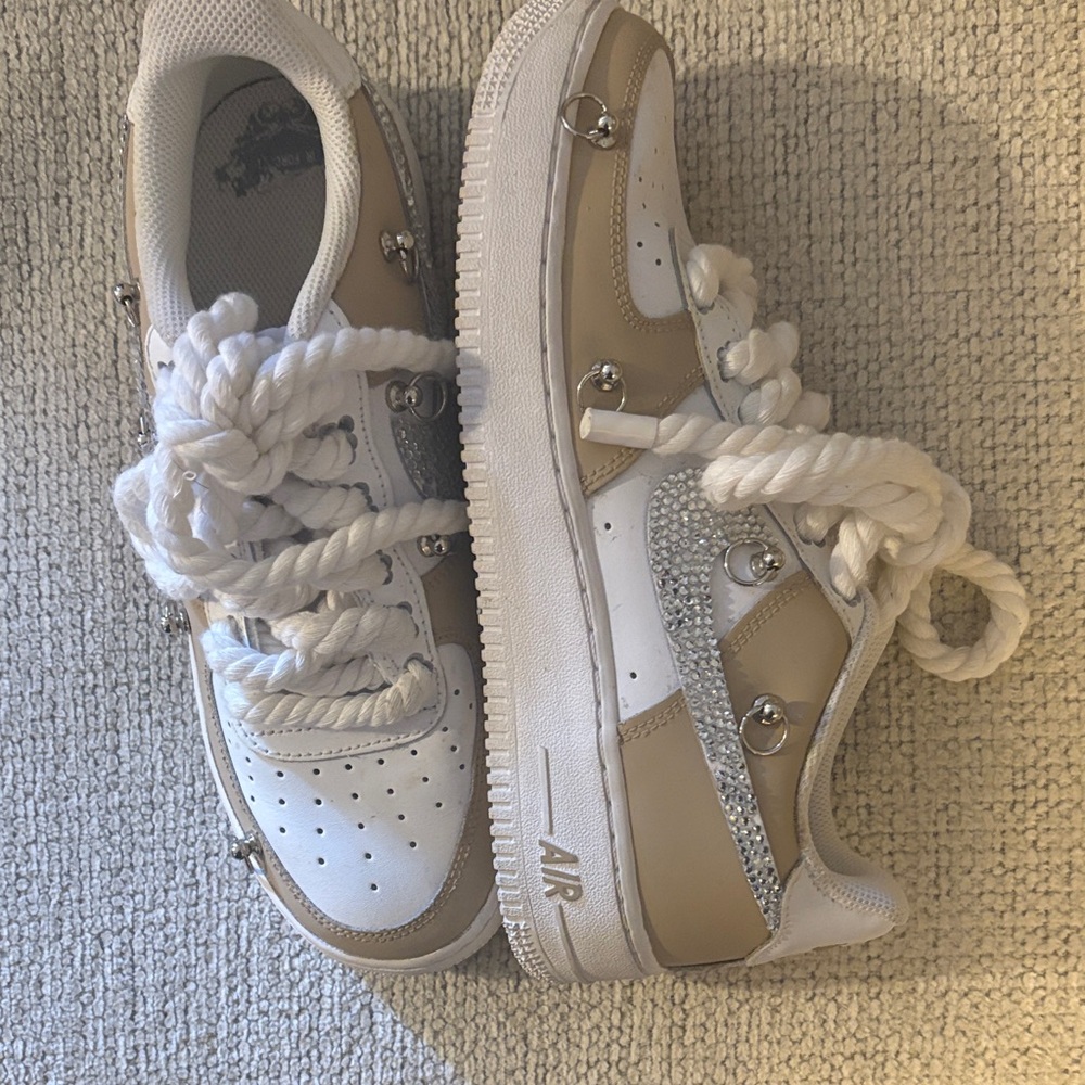 Stylish Kids' White and Tan Sneakers